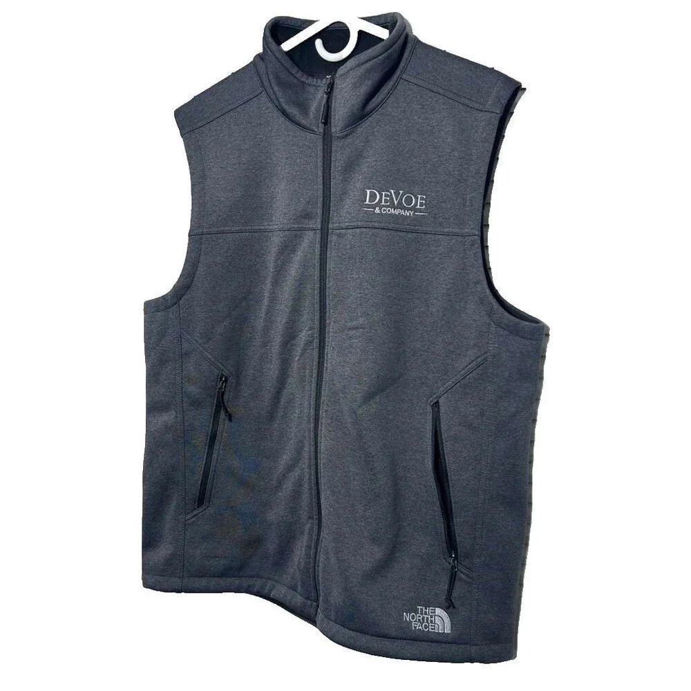 North Face Fleece Vest Men's Large Gray Black Ridgewall Soft Shell
